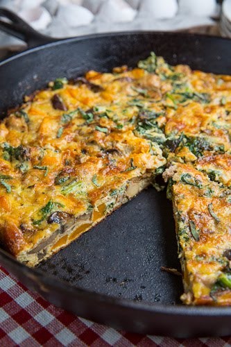 Butternut squash, mushroom, kale and sausage frittata