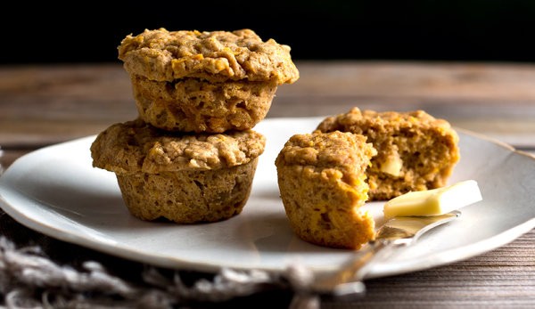 Butternut squash oat muffins with candied ginger