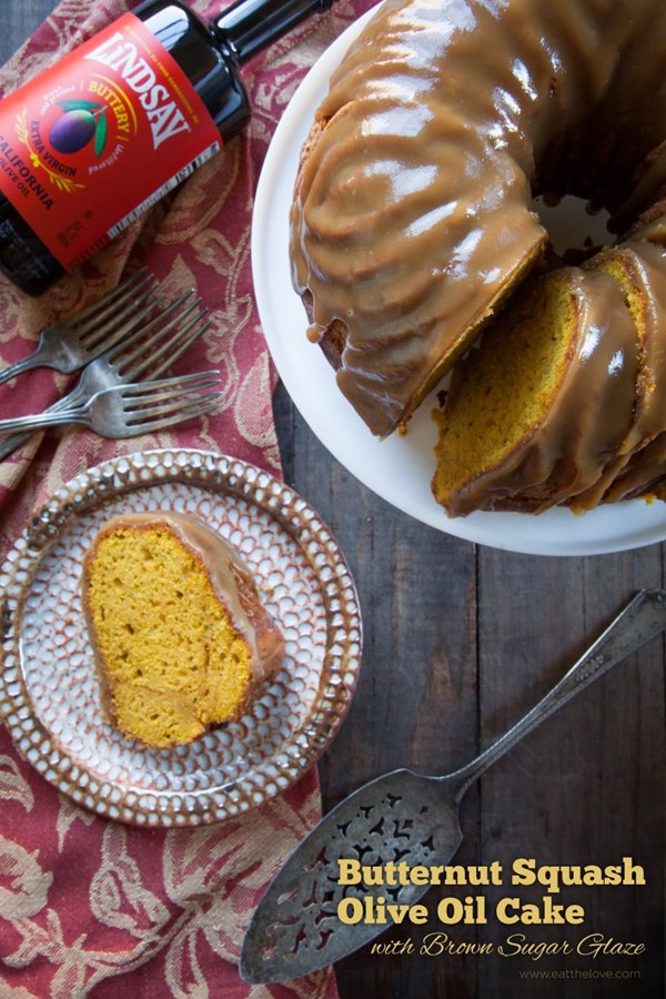 Butternut squash olive oil cake with brown sugar glaze