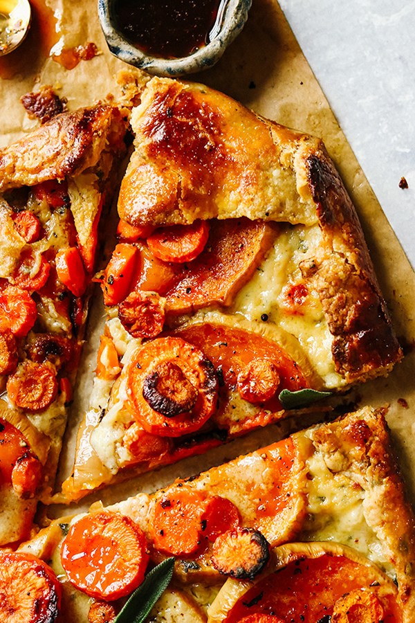 Butternut squash, orange, and sage galette