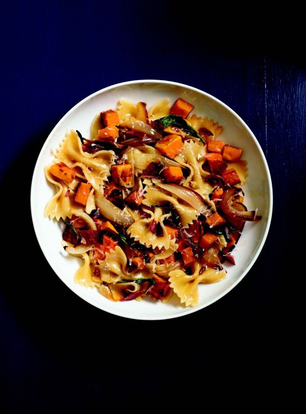 Butternut squash pasta with bacon and sage brown butter