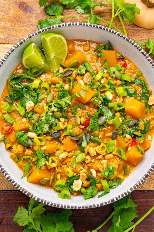 Butternut squash peanut turkey curry