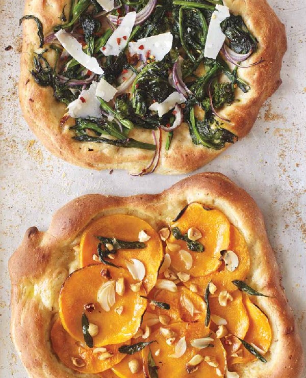 Butternut squash pizza with hazelnut dough