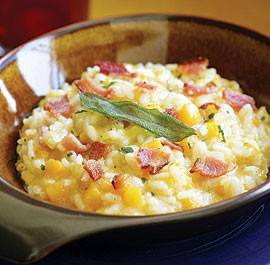 Butternut squash risotto with bacon and sage