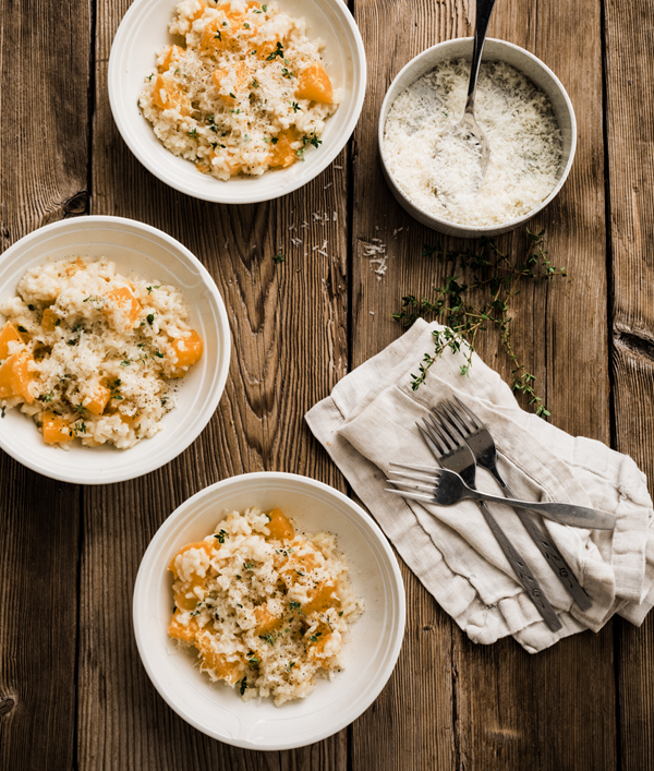 Butternut squash risotto with hard cider