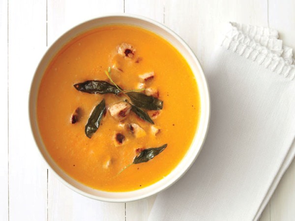 Butternut squash soup with chicken sausage