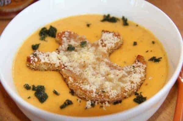 Butternut squash soup with ghost croutons