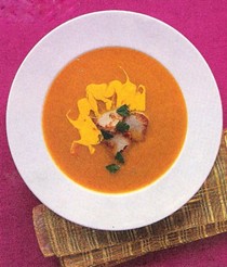 Butternut squash soup with saffron cream