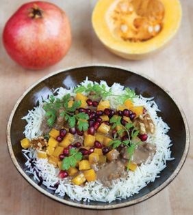 Butternut squash, walnut + pomegranate braise (Khoresh-e kui-e tar)