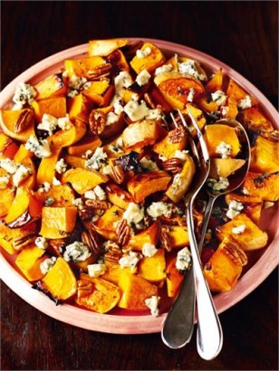 Butternut squash with pecans and blue cheese