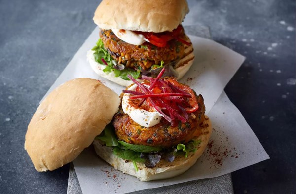 Butternut, sweet potato & grain burgers