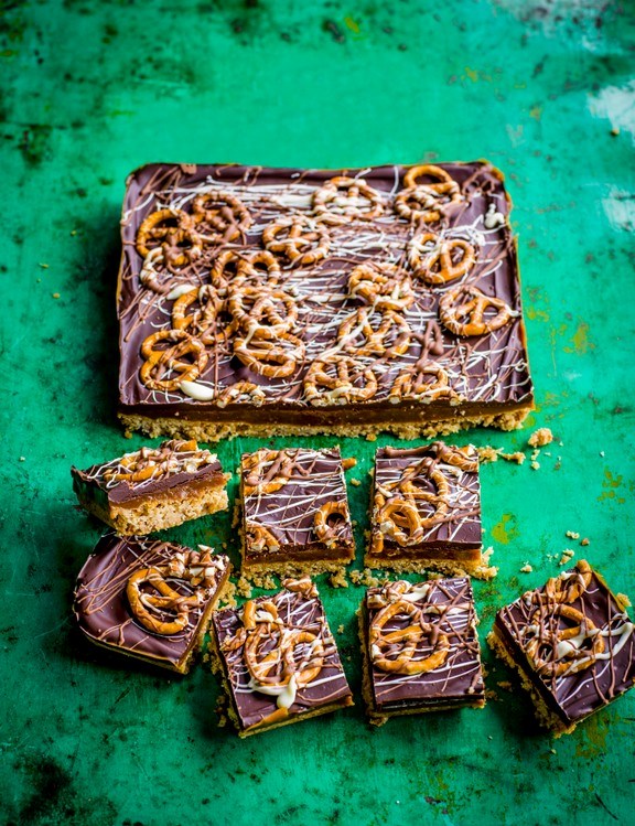 Butterscotch and pretzel millionaire shortbread