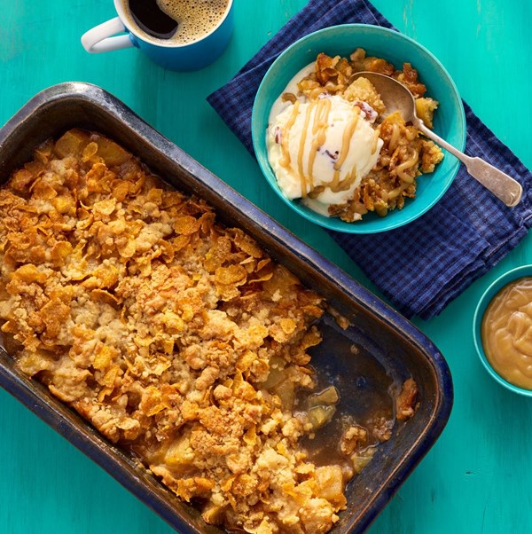 Butterscotch-cornflake apple crisp