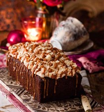 Butterscotch date loaf cake with caramel icing