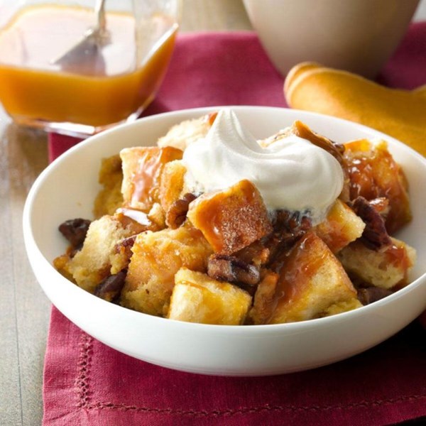 Butterscotch-pecan bread pudding