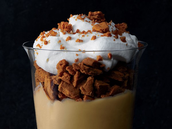 Butterscotch pudding parfait with gingersnap crumble