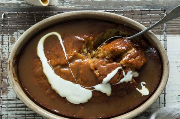 Butterscotch pudding with caramel sauce