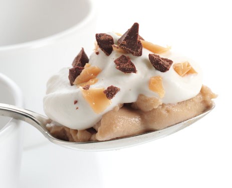 Butterscotch puddings with whipped cream and crushed English toffee