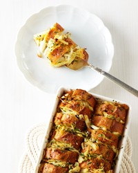 Buttery crab bread pudding
