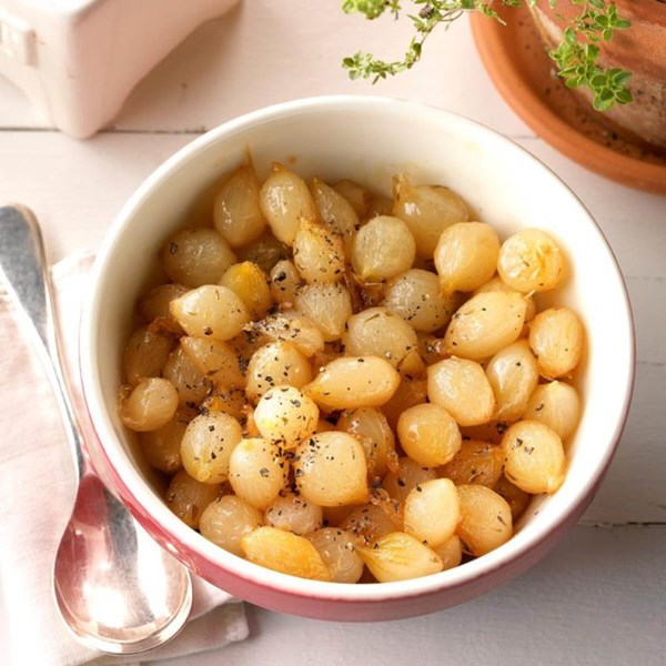 Buttery whiskey-glazed pearl onions 