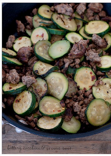 Buttery zucchini with ground beef