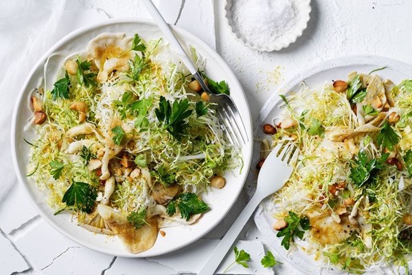 Cabbage & sprout slaw with oyster mushrooms