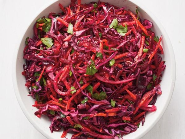 Cabbage and beet slaw