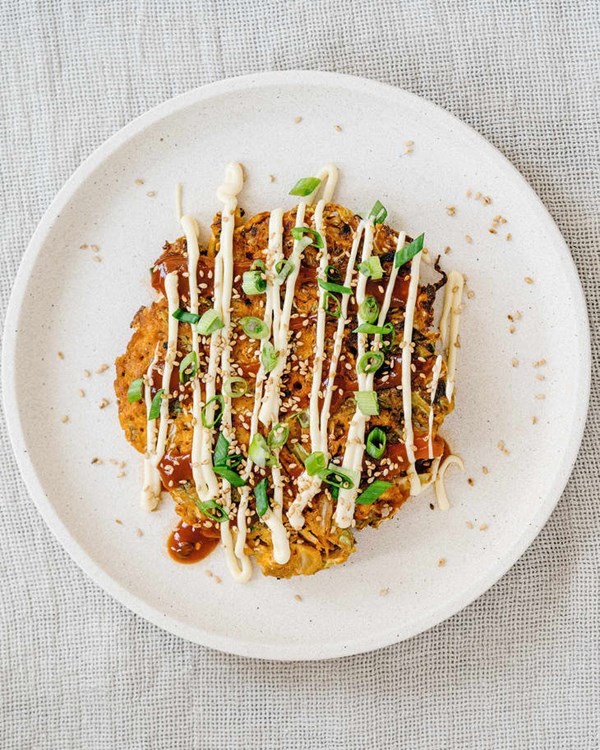 Cabbage and kimchi okonomiyaki