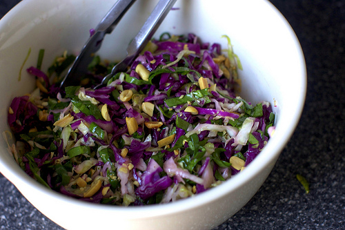 Cabbage and lime salad with roasted peanuts