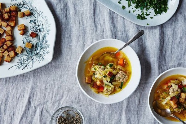 Cabbage and meatball soup