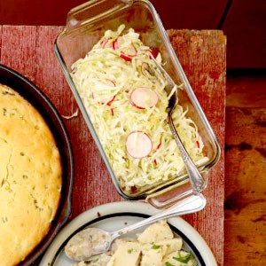 Cabbage and radish slaw