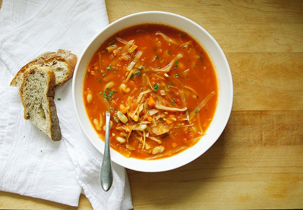 Cabbage and white bean soup