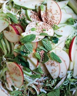 Cabbage, apple, mint and sesame