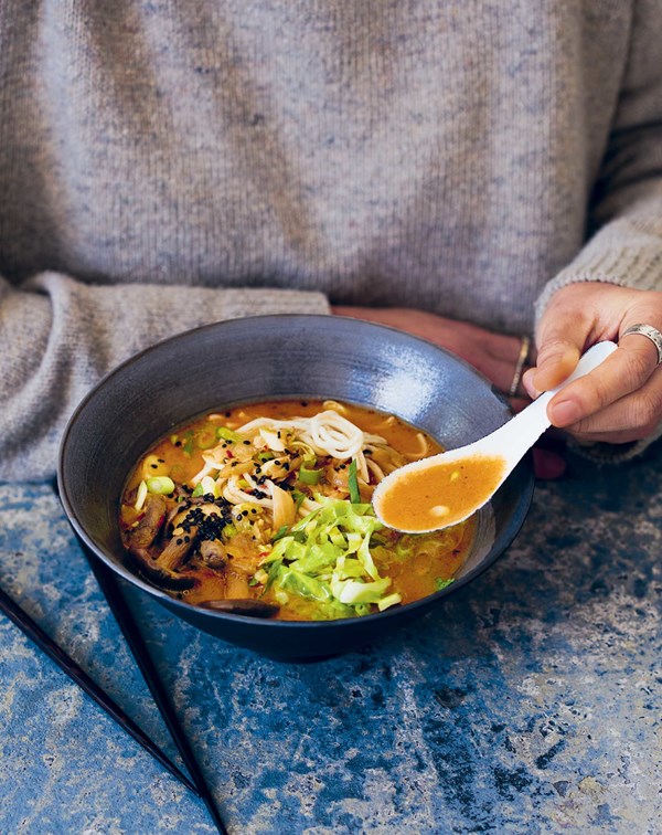 Cabbage ramen w/ homemade ramen noodles
