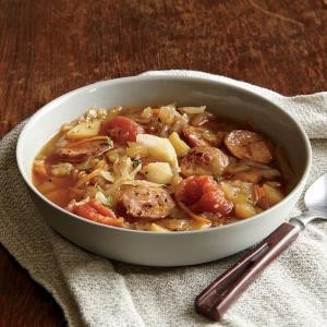 Cabbage soup with andouille sausage