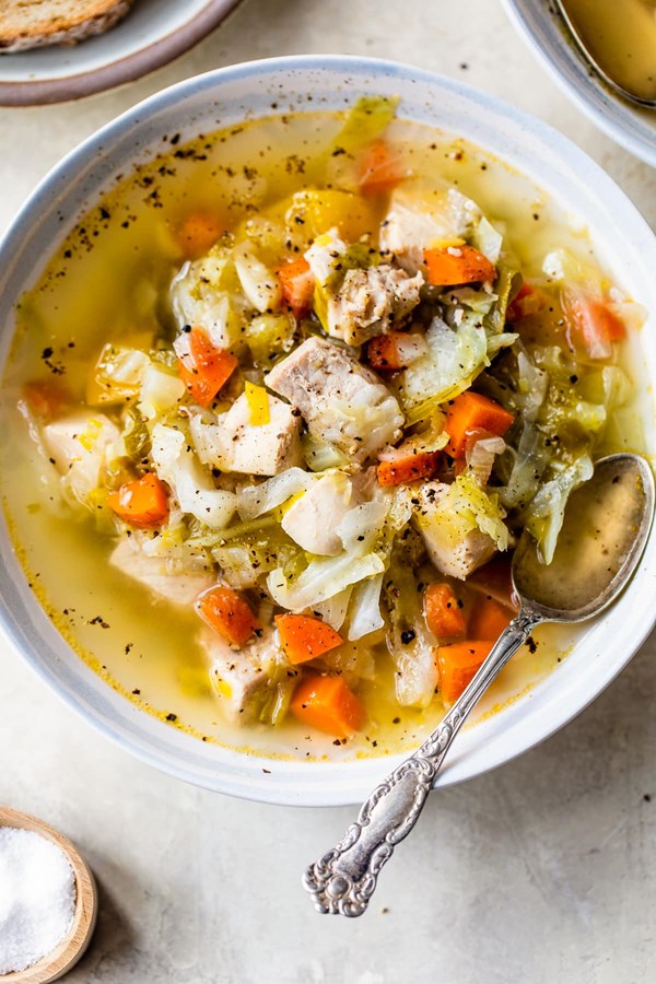 Cabbage soup with chicken and pork