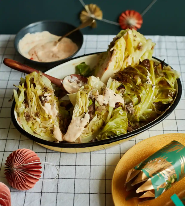 Cabbage stuffed with mushrooms and chestnuts