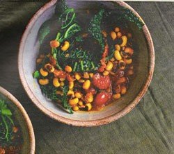 Cabbage with beans, coconut and coriander