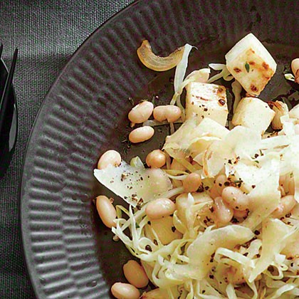 Cabbage with white beans, turnip, and pecorino