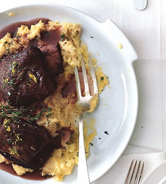 Cabernet-braised short ribs with Gorgonzola polenta and mixed-herb gremolata