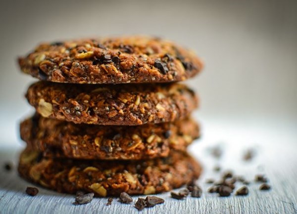 Cacao nib and chia seed flapjack cookies