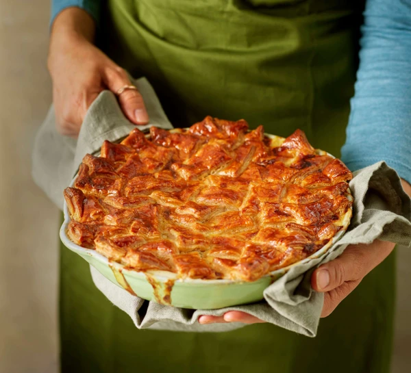 Cacio e pepe chicken patchwork pie
