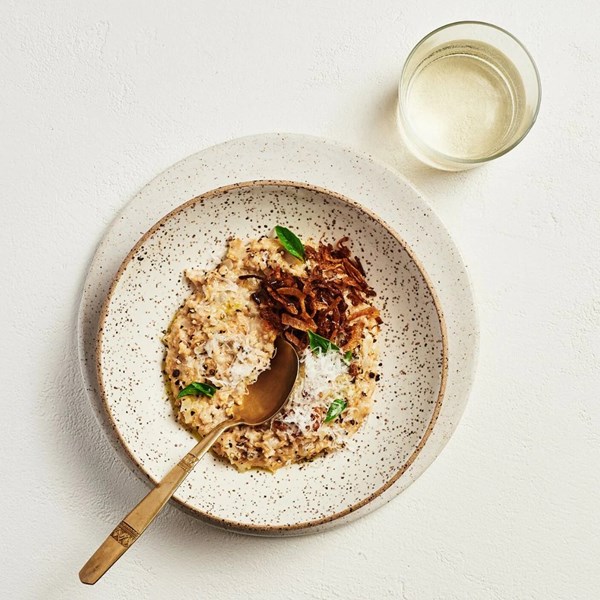 Cacio e pepe oat risotto