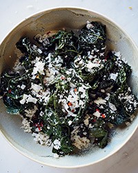 Cacio e pepe-style braised kale