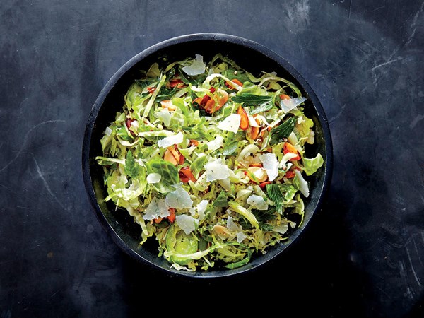 Caesar Brussels sprouts salad with almonds
