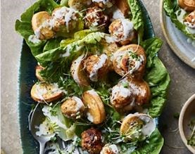 Caesar chicken meatball salad
