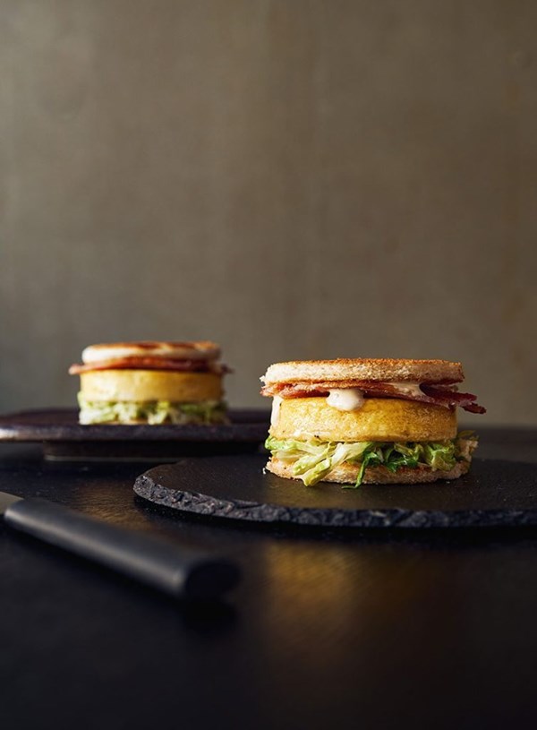 Caesar egg and romaine sandwich