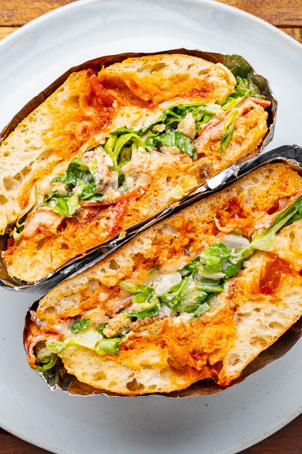 Caesar pepperoni pizza sandwich (Caesaroni)