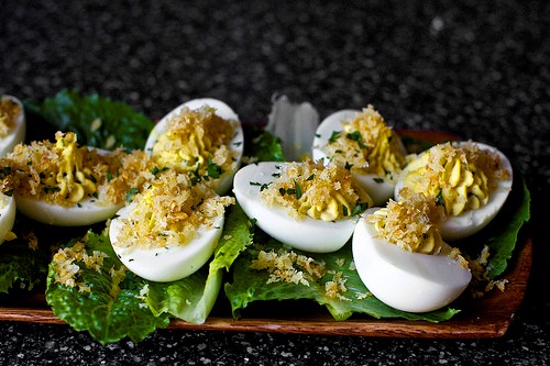 Caesar salad deviled eggs