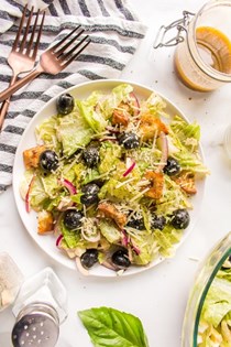 Caesar salad with balsamic dressing & Parmesan croutons